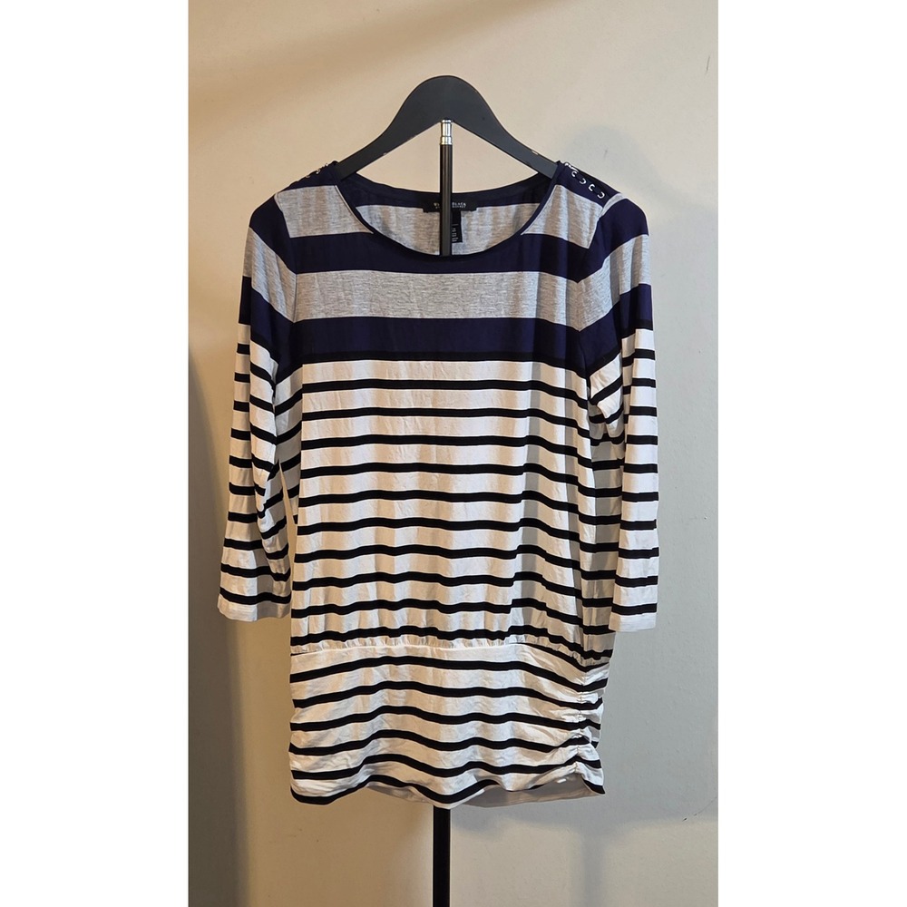 White House Black Market Striped 3/4 Sleeve Blouse Women's Size Small